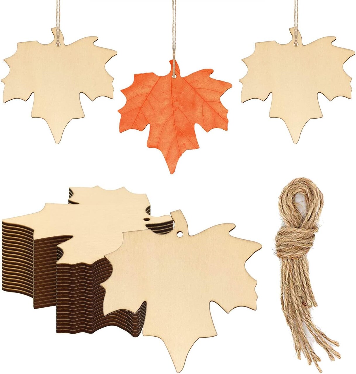 20pcs Maple Leaf Wood DIY Crafts Cutouts Wooden Maple Leaf Shaped